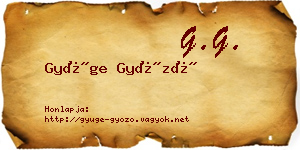 Gyüge Győző névjegykártya
